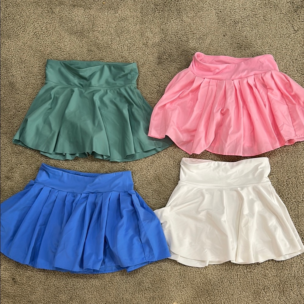 Stylish Women's Skort Set - Green, Pink, Blue, White